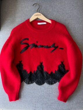 Givenchy Lace Red Sweater - Cotton/Mohair/Wool